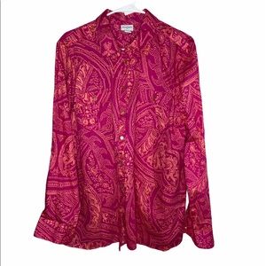 Jaclyn Smith Hot Pink & Gold Blouse